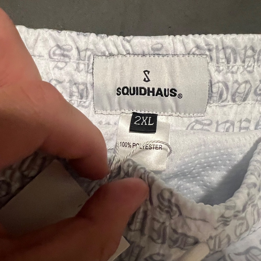 Squidhaus Shorts AOP White Gray Mens Size 2XL Workout Pull On Mesh - Picture 3 of 5